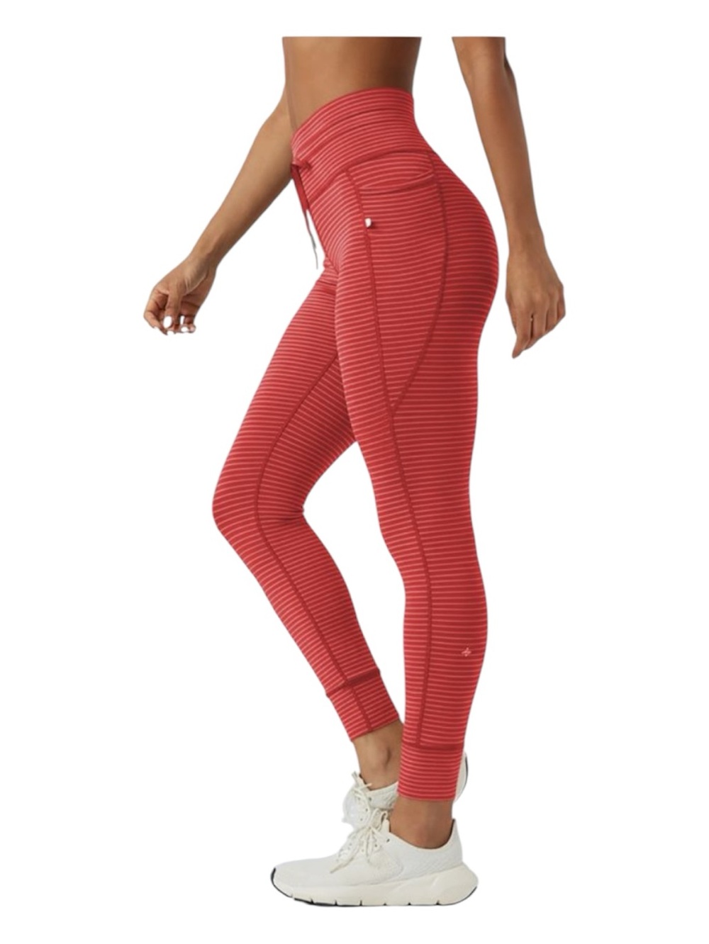 HALARA High-Waist Coral Striped Yoga Leggings w/ Side Pocket 7/8 Length Sz S